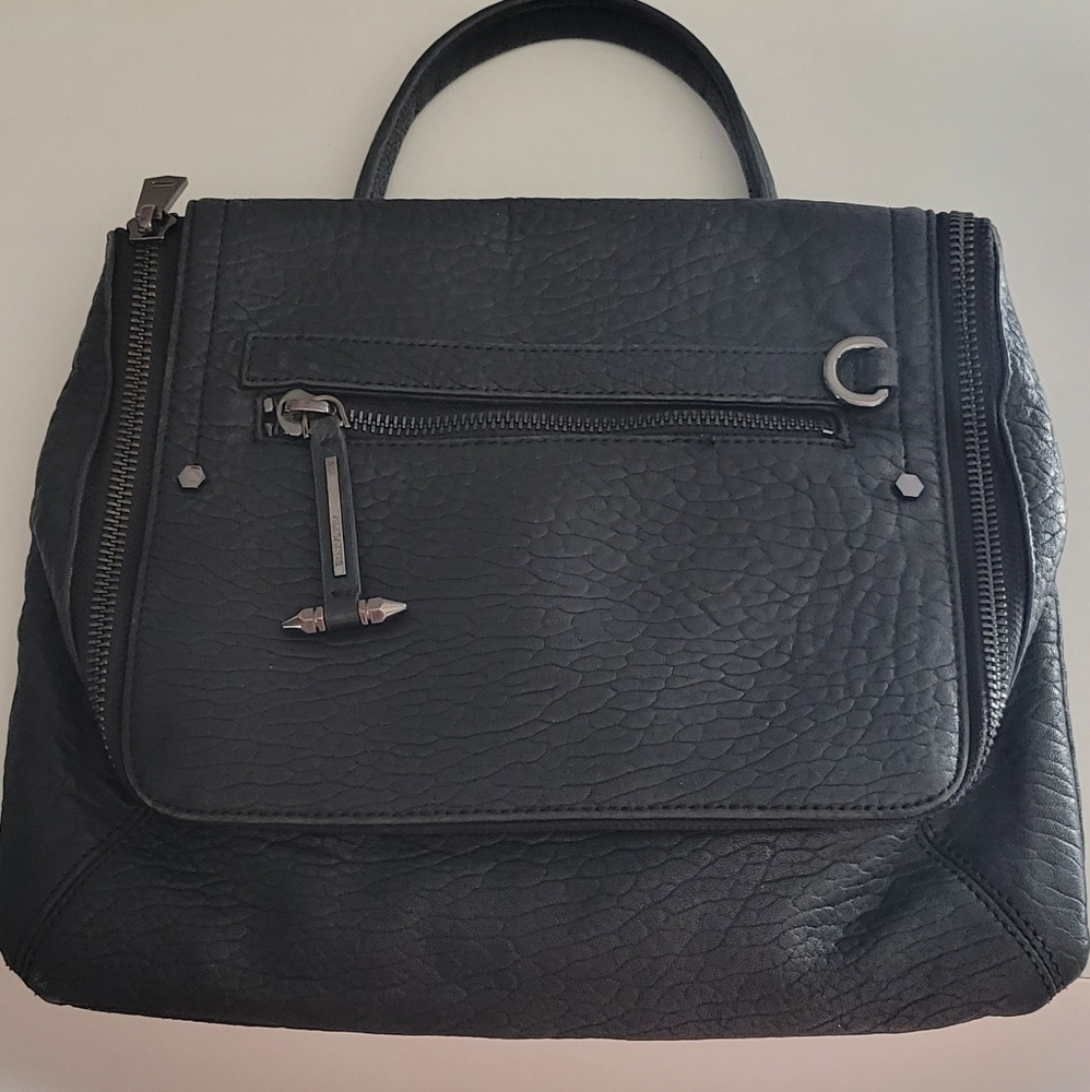 All Saints Black Textured Leather Top-Handle Bag - Picture 5 of 7